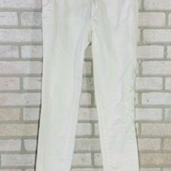 Anthropologie Relaxed Embroidered White Chino Pants Size 26 - Picture 6 of 8